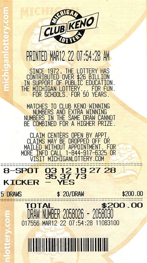 check keno ticket michigan|check michigan club keno ticket.